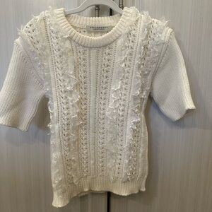 Philosophy white short sleeve round neck sweater top. Size small.